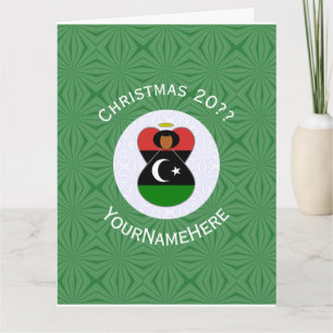 Libysche Engels Weihnachtsflagge Personalisiert Karte