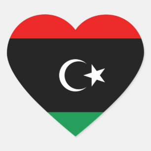 Libysche Fahne Herz-Aufkleber