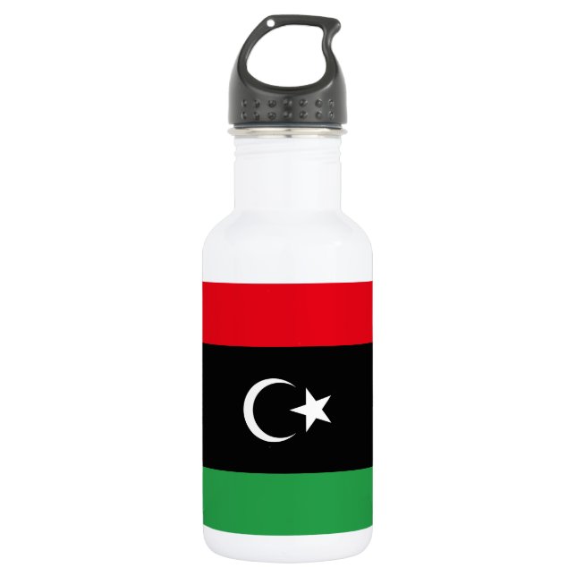 libysche Flagge Edelstahlflasche (Vorderseite)