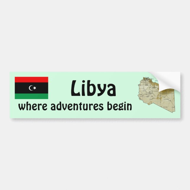 Libysche Flagge + Karte Autoaufkleber (Vorne)