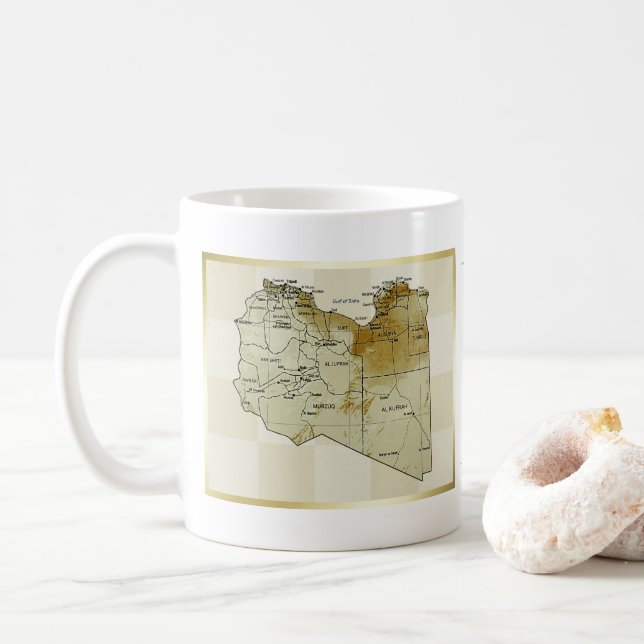 Libysche Flagge + Karte Tasse (Mit Donut)