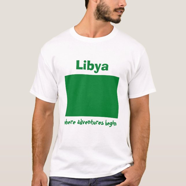 Libysche Flagge + Karte + Text-T - Shirt (Vorderseite)
