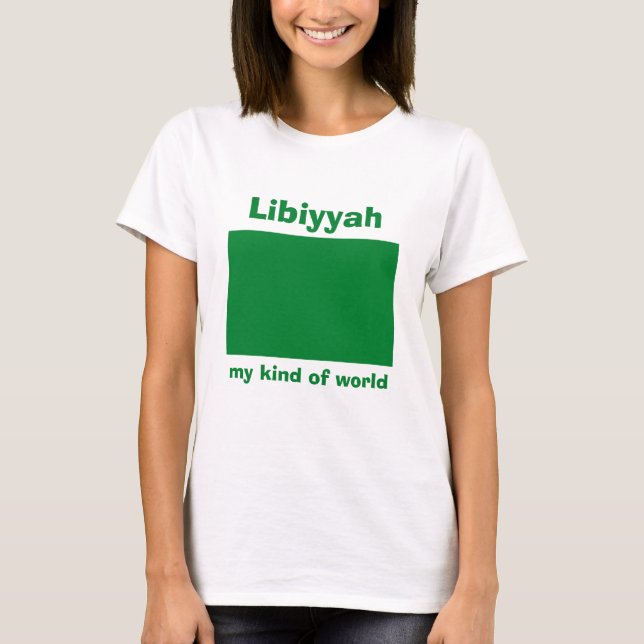 Libysche Flagge + Karte + Text-T - Shirt (Vorderseite)