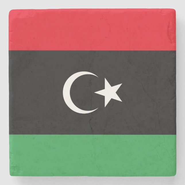 libysche Flagge Steinuntersetzer (Vorderseite)