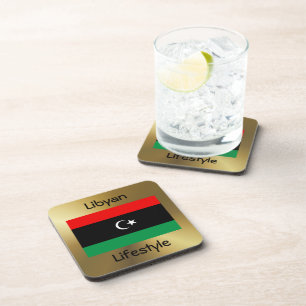 Libysche Flagge+Text-Untersetzer Untersetzer
