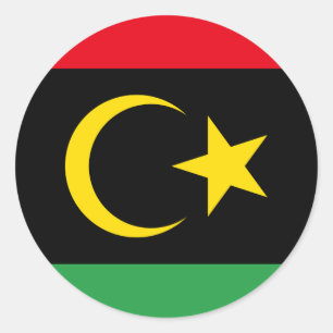 libysche Flagge und nationales Emblem, Flagge Liby Runder Aufkleber