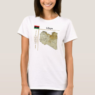 Libysche Karte + Flagge + T - Shirt