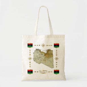 Libysche Karte + Flaggen-Bag Tragetasche