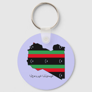 Libysche Republik (Flagge auf Karte) Schlüsselanhänger