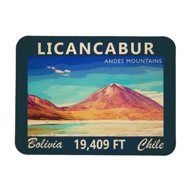 Licancabur Südamerika Vintag Magnet (Horizontal)
