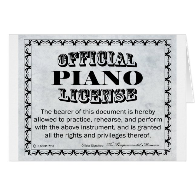 Licence de piano (Devant horizontal)
