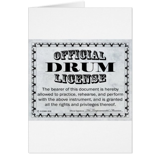 Licence de tambour (Devant)