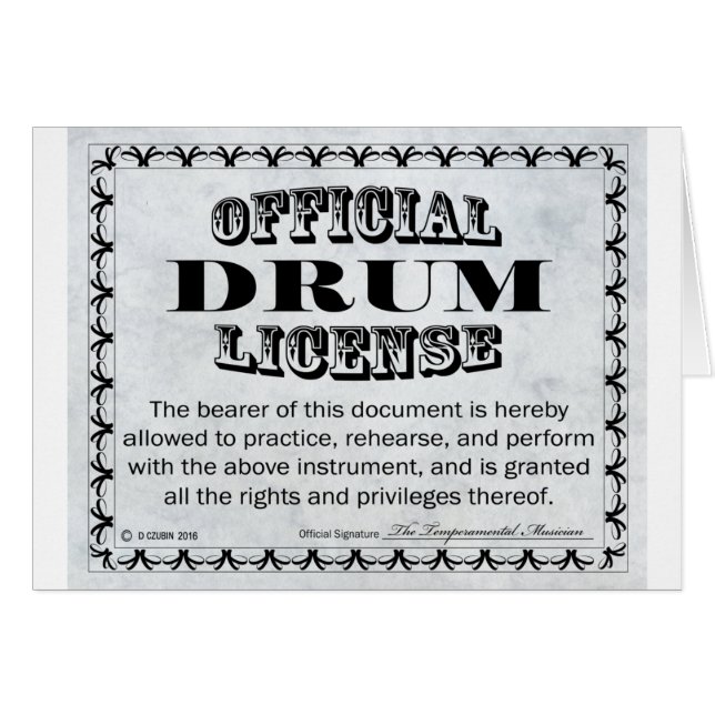 Licence de tambour (Devant horizontal)