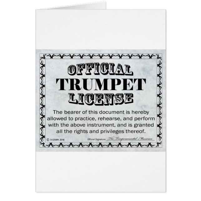 Licence de trompette (Devant)