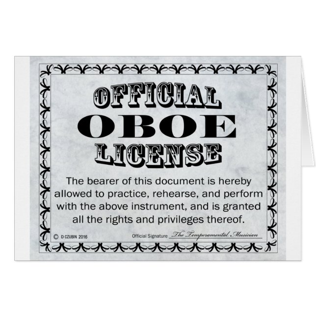 Licence Oboe (Devant horizontal)
