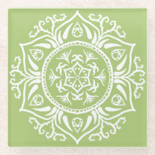 Lichen Mandala Glasuntersetzer
