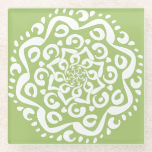 Lichen Mandala Glasuntersetzer