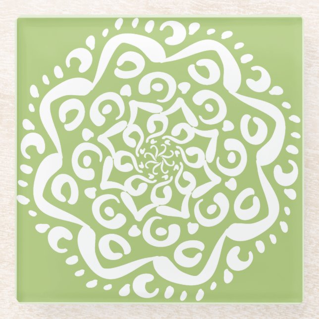 Lichen Mandala Glasuntersetzer (Vorderseite)