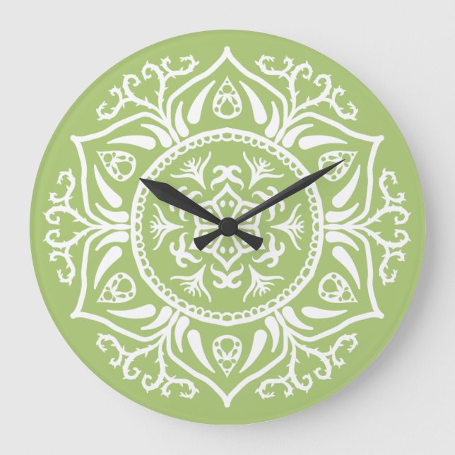 Lichen Mandala Große Wanduhr (Vorderseite)