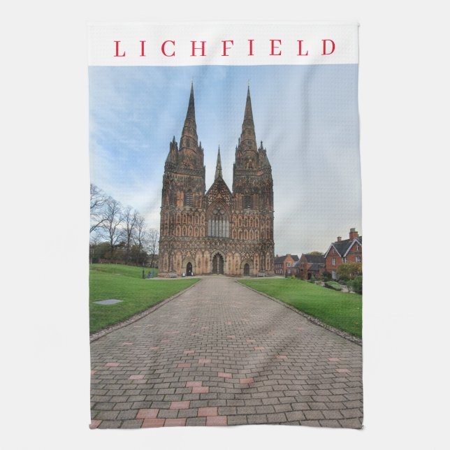 Lichfield Cathedral View Teetuch Geschirrtuch (Vertikal)