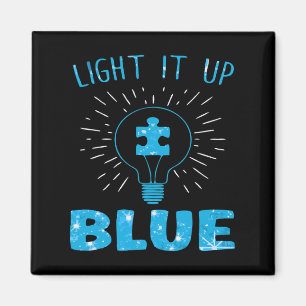 Licht auf Blauer Autismus Bewusstsein Puzzle Stück Magnet