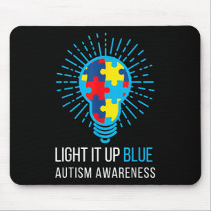 Licht auf blauer Autismus Bewusstsein Ribbon Puzzl Mousepad
