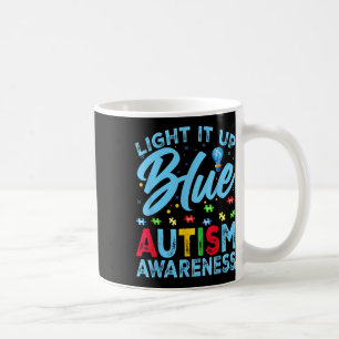 Licht auf blaues Autismus Bewusstsein Männer Fraue Kaffeetasse