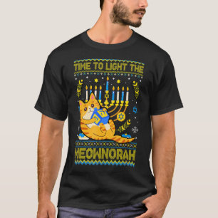 Licht der jüdischen Mewnorah Katze Menorah Ugly Ch T-Shirt