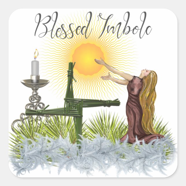 Licht der Sonne gesegnet Imbolc Celtic Wicca Quadratischer Aufkleber (Vorderseite)