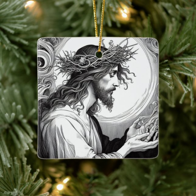 Licht der Welt Jesus Weihnachten Keramikornament (Baum)