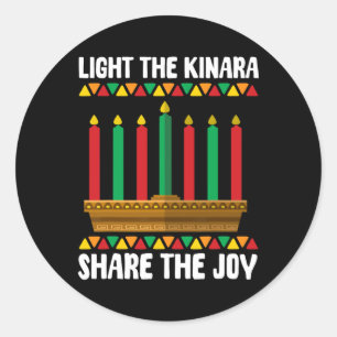 Licht die Kinara teilen die Joy Kwanzaa Kerzenhall Runder Aufkleber