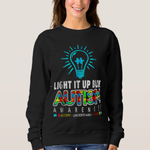Licht es auf blauer Autismus Bewusstsein Puzzle Pi Sweatshirt