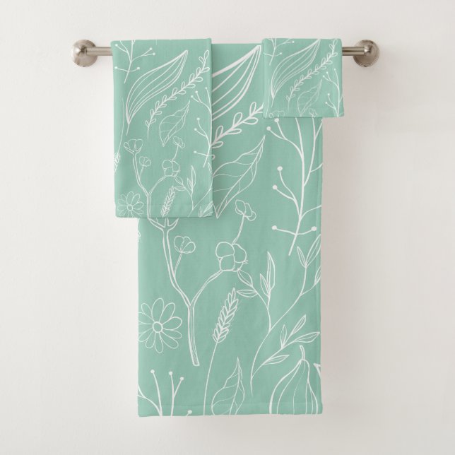 LICHT GRÜNES LEAFENKOLLEKTION TOWEL SET (Insitu)