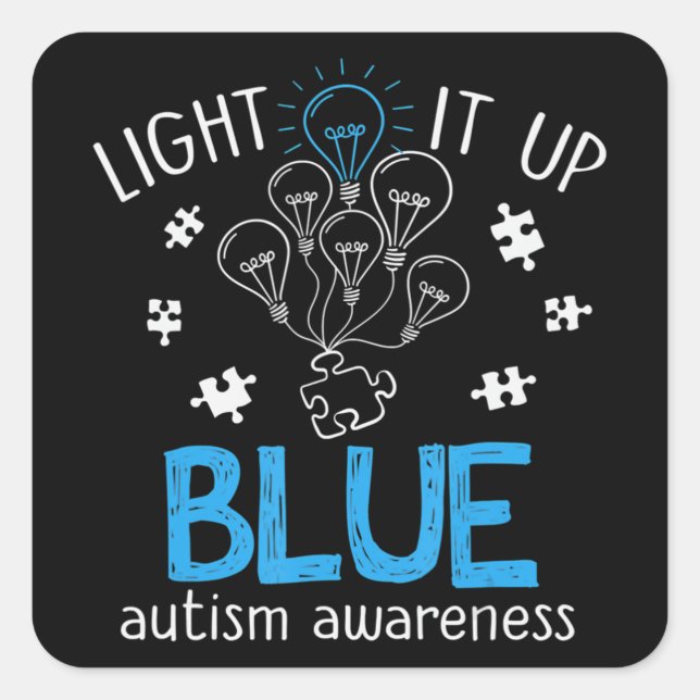 Licht in blaues Autismus Bewusstsein Autistisches  Quadratischer Aufkleber (Vorderseite)