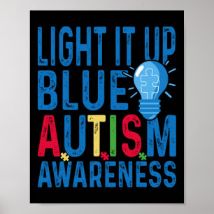 Licht in blaues Autismus Bewusstsein Männer Frauen Poster