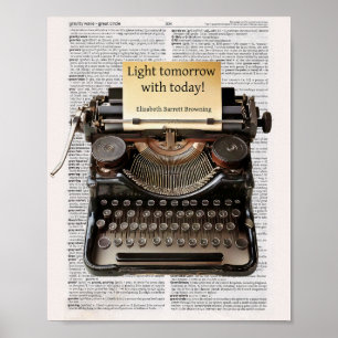 Licht morgen mit heute - Zitat braun Poster