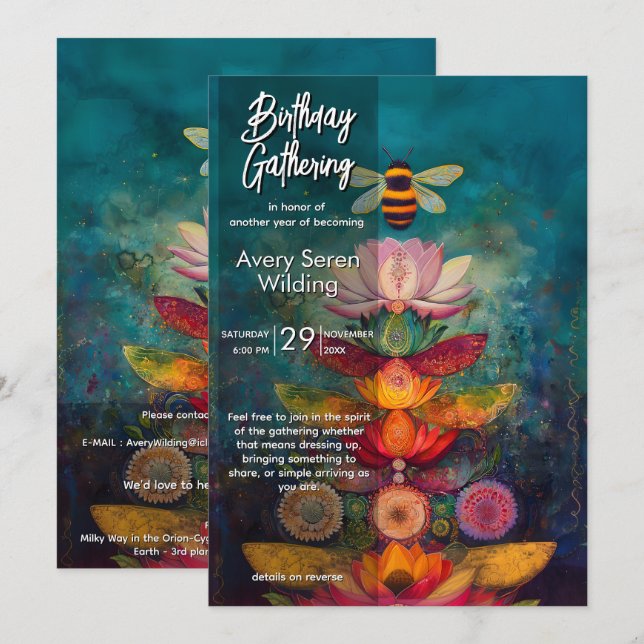 Licht sammeln | Bee Design Einladung (Vorne/Hinten)