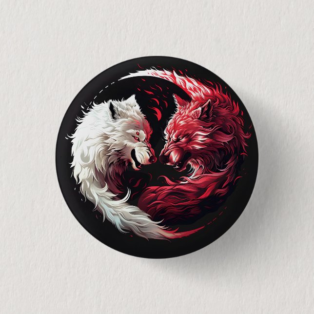 Licht Schatten Wolf Geist Tier Fantasy Button (Vorderseite)