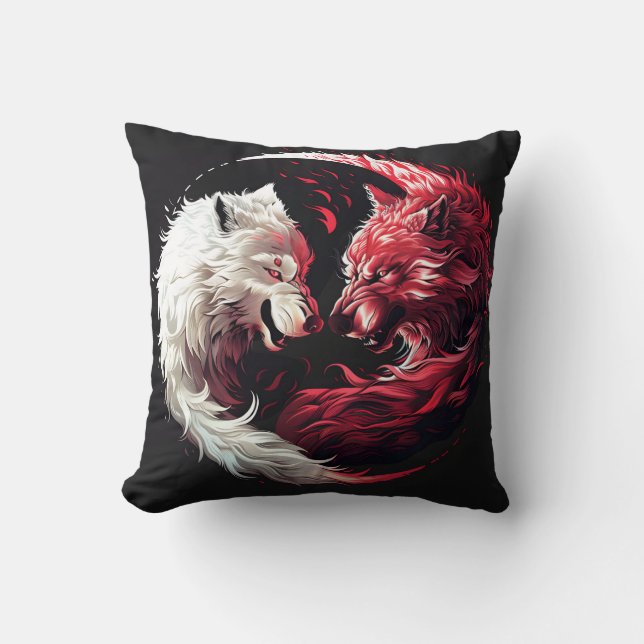 Licht Schatten Wolf Geist Tier Fantasy Kissen (Vorderseite)