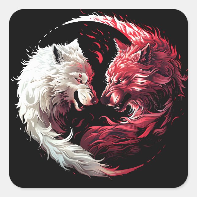 Licht Schatten Wolf Geist Tier Fantasy Quadratischer Aufkleber (Vorderseite)