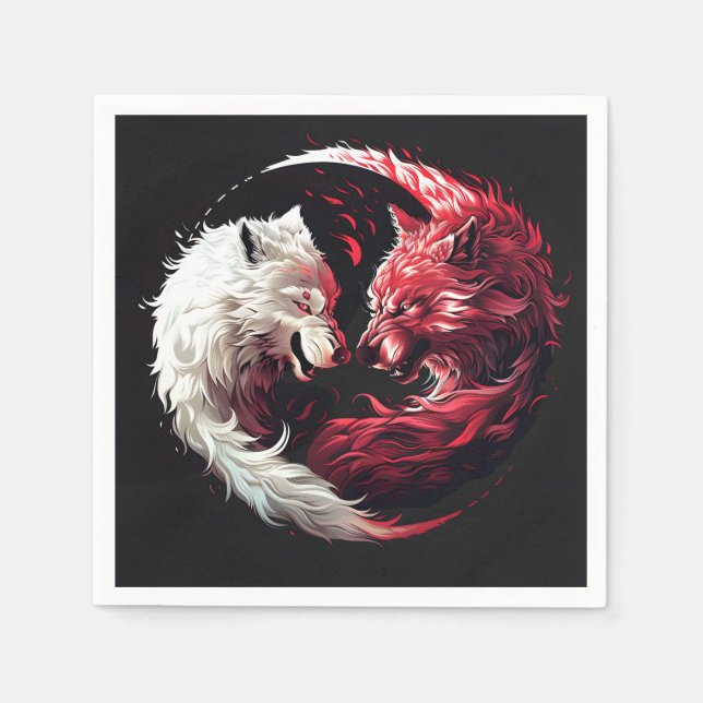 Licht Schatten Wolf Geist Tier Fantasy Serviette (Vorderseite)
