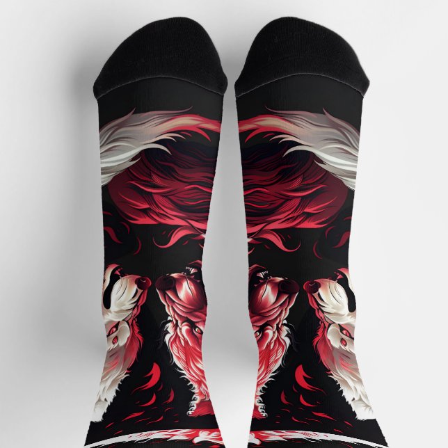 Licht Schatten Wolf Geist Tier Fantasy Socken (Oben)