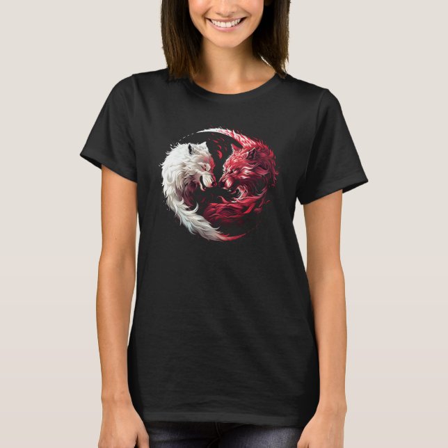 Licht Schatten Wolf Geist Tier Fantasy T-Shirt (Vorderseite)