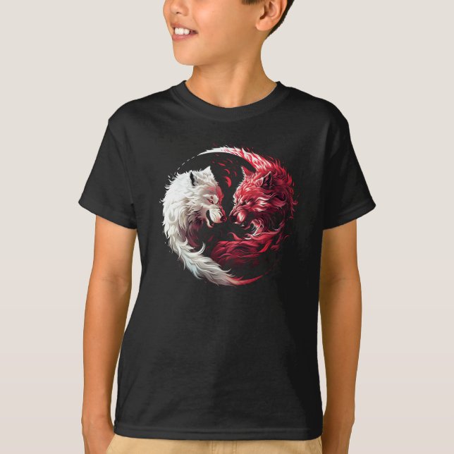 Licht Schatten Wolf Geist Tier Fantasy T-Shirt (Vorderseite)