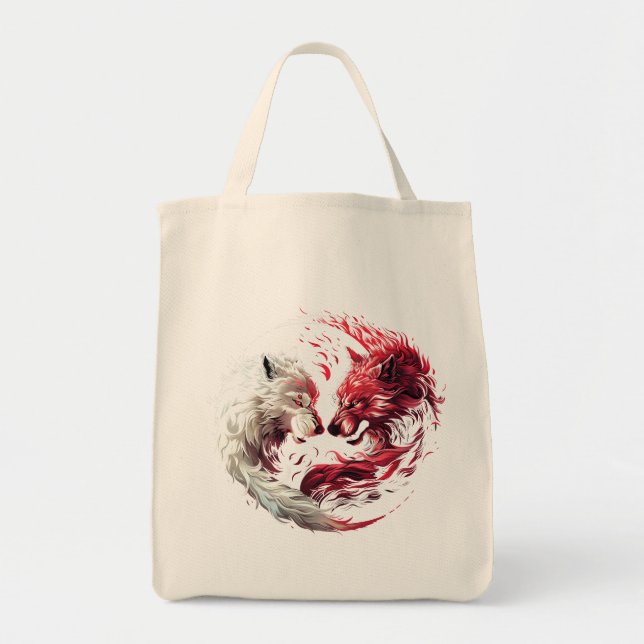 Licht Schatten Wolf Geist Tier Fantasy Tragetasche (Vorne)