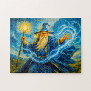 Licht-schwingender Magier in Fantasy-Ölgemälde