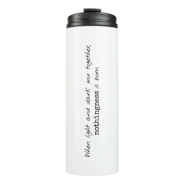 Licht- und Dunkelstrahler Thermosbecher (Vorderseite)