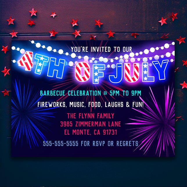 Licht und Feuerwerk 4. Juli Party Einladungen (Lights and Fireworks 4th of July Party Invitations
)
