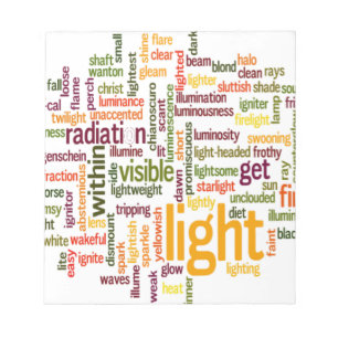 Licht Wortwolken Kunstposter Notizblock