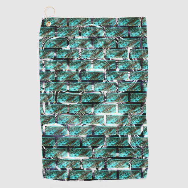 Lichtblau, Blasen in Gitter oder Ziegelwand Golfhandtuch (Vorderseite)